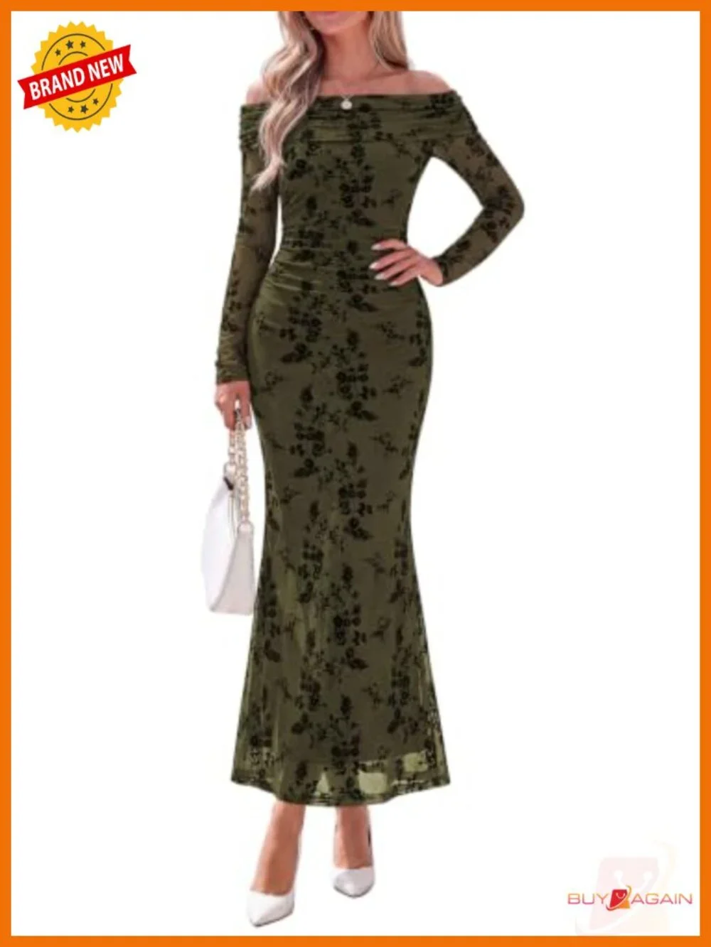 PRETTYGARDEN Off Shoulder Floral Maxi Wedding Guest Dress